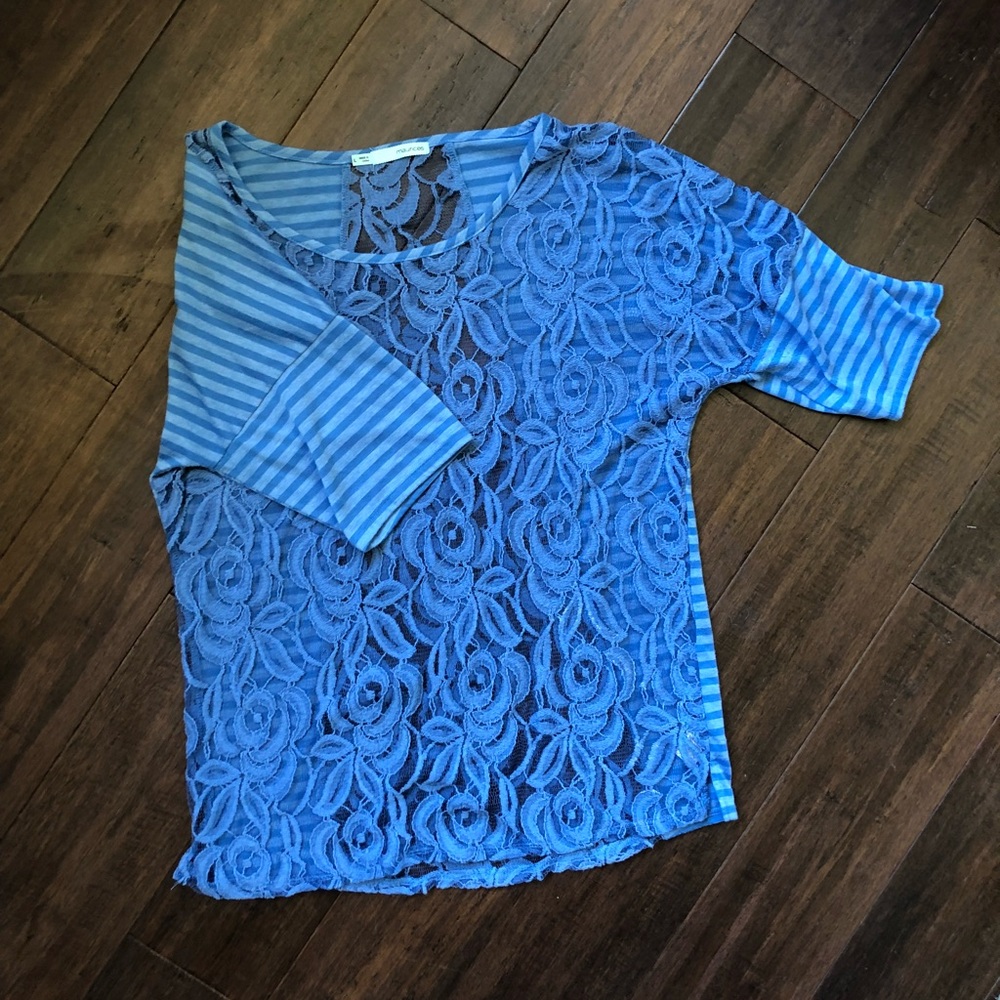 Maurice’s Rose Lace and Stripped T-Shirt. Size L.